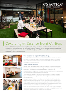 Co-Living at Essence Hotel Carlton