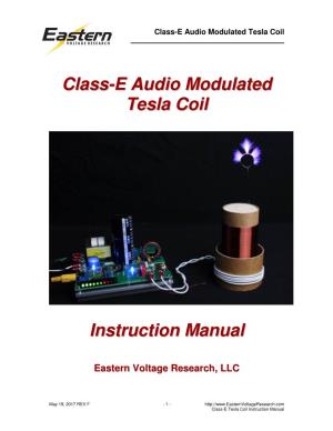 Class-E Audio Modulated Tesla Coil Instruction Manual