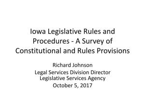 Iowa Legislative Rules and Procedures - a Survey of Constitutional and Rules Provisions