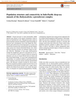 Population Structure and Connectivity in Indo-Pacific Deep-Sea Mussels Of