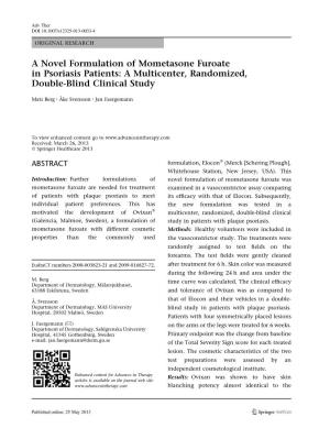 A Novel Formulation of Mometasone Furoate in Psoriasis Patients: a Multicenter, Randomized, Double-Blind Clinical Study