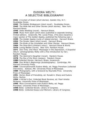 Eudora Welty: a Selective Bibliography