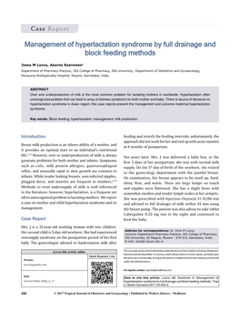 Management of Hyperlactation Syndrome by Full Drainage and Block Feeding Methods
