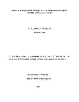 A Semantic Analysis of Kikamba Spatial Expressions Using the Cognitive Semantics Theory