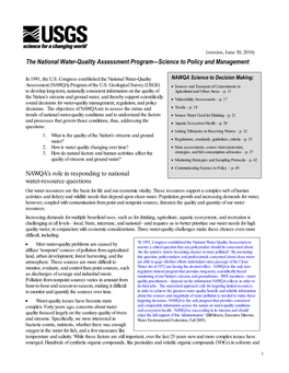 The National Water-Quality Assessment Program—Science to Policy and Management