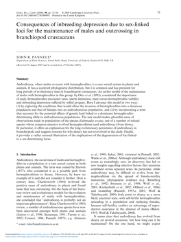 Consequences of Inbreeding Depression Due to Sex-Linked Loci for the Maintenance of Males and Outcrossing in Branchiopod Crustaceans