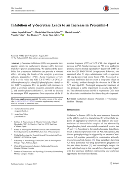 Inhibition of Γ-Secretase Leads to an Increase in Presenilin-1