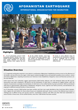 Afghanistan Earthquake International Organization for Migration