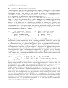 The Semantics of the Czech Demonstrative Ten I Propose A