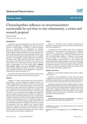 Channelopathies Influence on Neurotransmitters Monitorable By