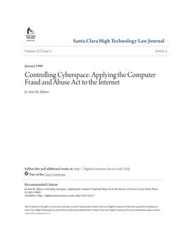 Applying the Computer Fraud and Abuse Act to the Internet Jo-Ann M