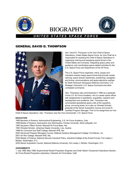 United States Space Force General David D. Thompson