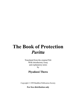 The Book of Protection Paritta