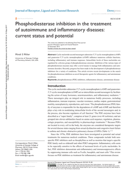 Phosphodiesterase Inhibition in the Treatment of Autoimmune and Inflammatory Diseases: Current Status and Potential