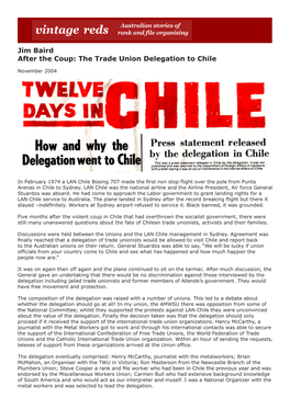 Jim Baird After the Coup: the Trade Union Delegation to Chile