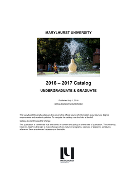 2016-17 Marylhurst University Catalog