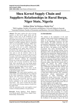 Shea Kernel Supply Chain and Suppliers Relationships in Rural Borgu, Niger State, Nigeria