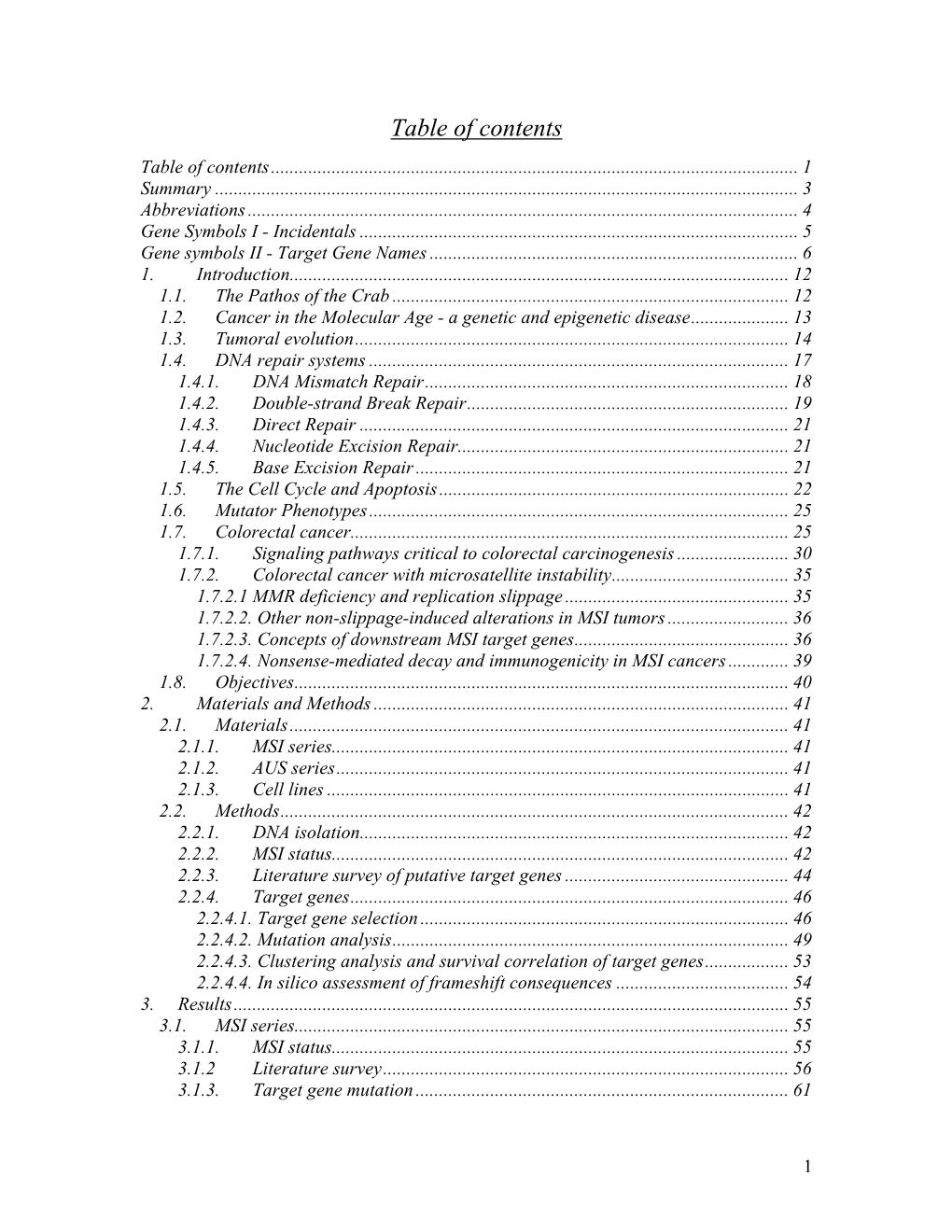 Table of Contents Table of Contents