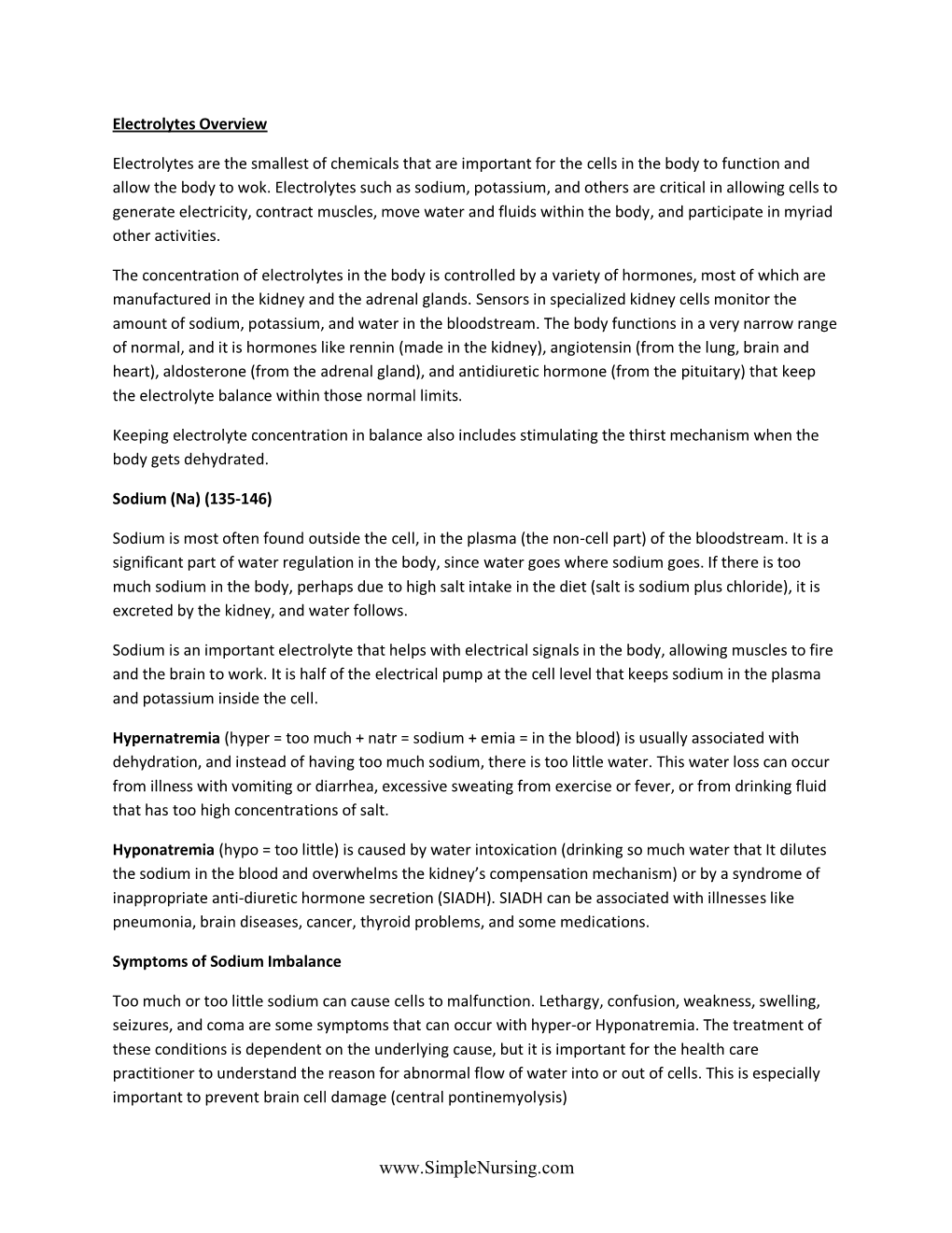 Electrolytes Overview