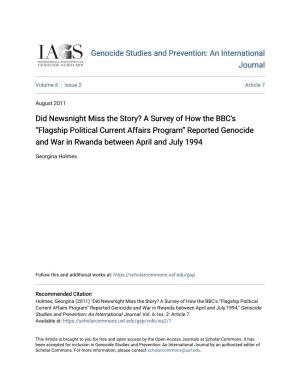 A Survey of How the BBC's “Flagship Political Current Affairs Program” Reported Genocide and War in Rwanda Between April and July 1994
