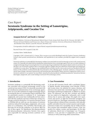 Serotonin Syndrome in the Setting of Lamotrigine, Aripiprazole, and Cocaine Use