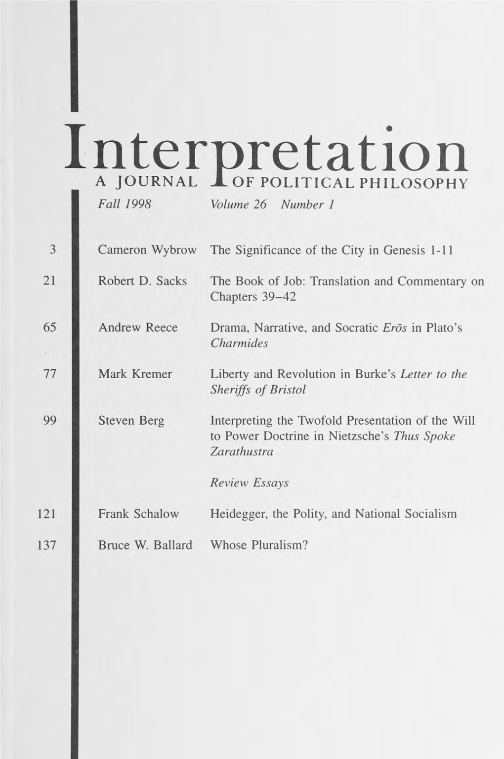 Interpretation: a Journal of Political Philosophy