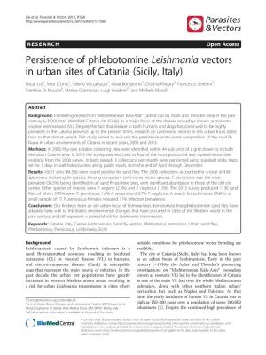 Persistence of Phlebotomine Leishmania Vectors in Urban Sites Of