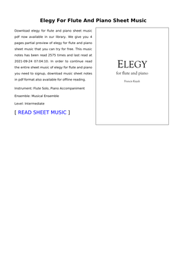Elegy for Flute and Piano Sheet Music