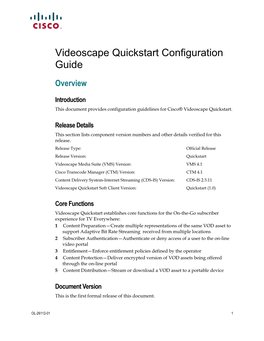 Videoscape Quickstart Solution Installation and Configuration Guide