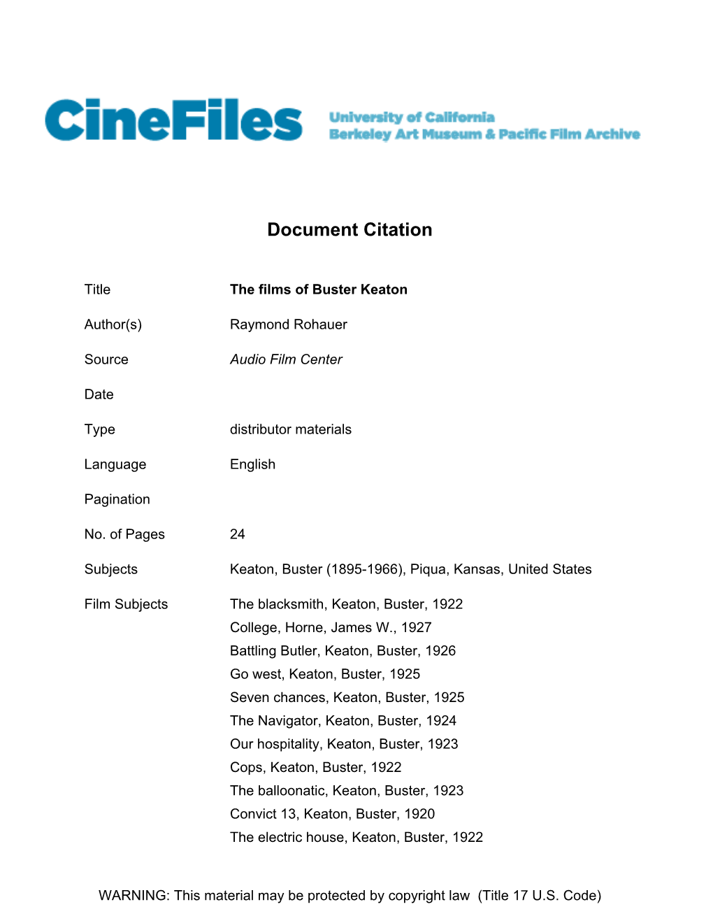 Cinefiles Document #13758