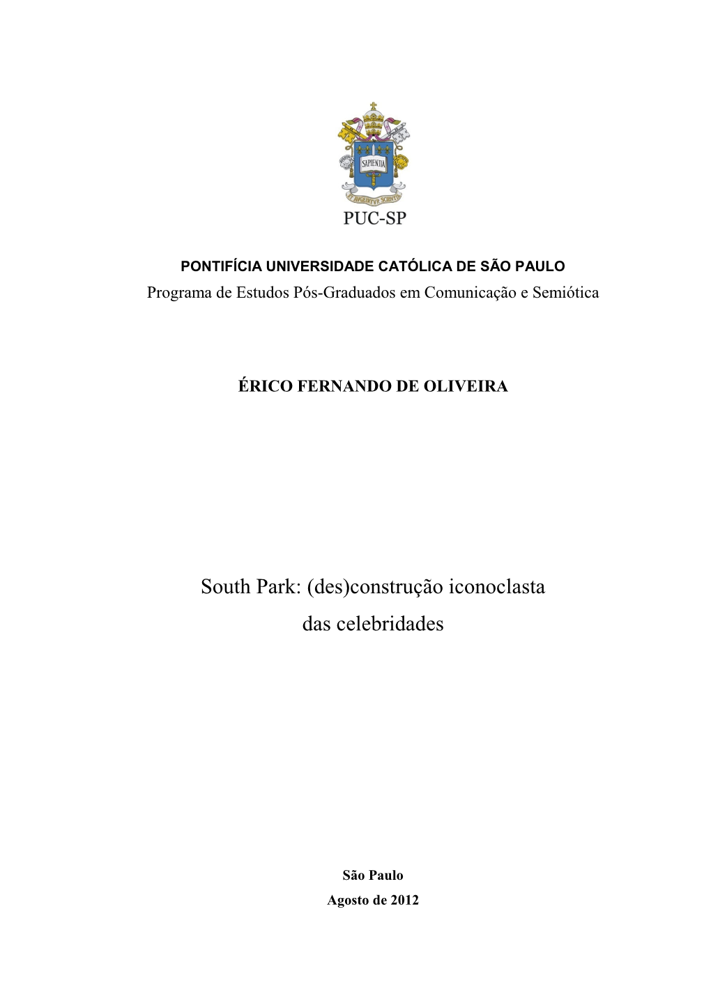 South Park: (Des)Construção Iconoclasta Das Celebridades