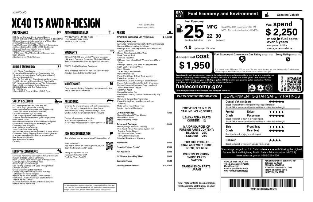 Xc40 T5 Awd R-Design Mpg Mpg