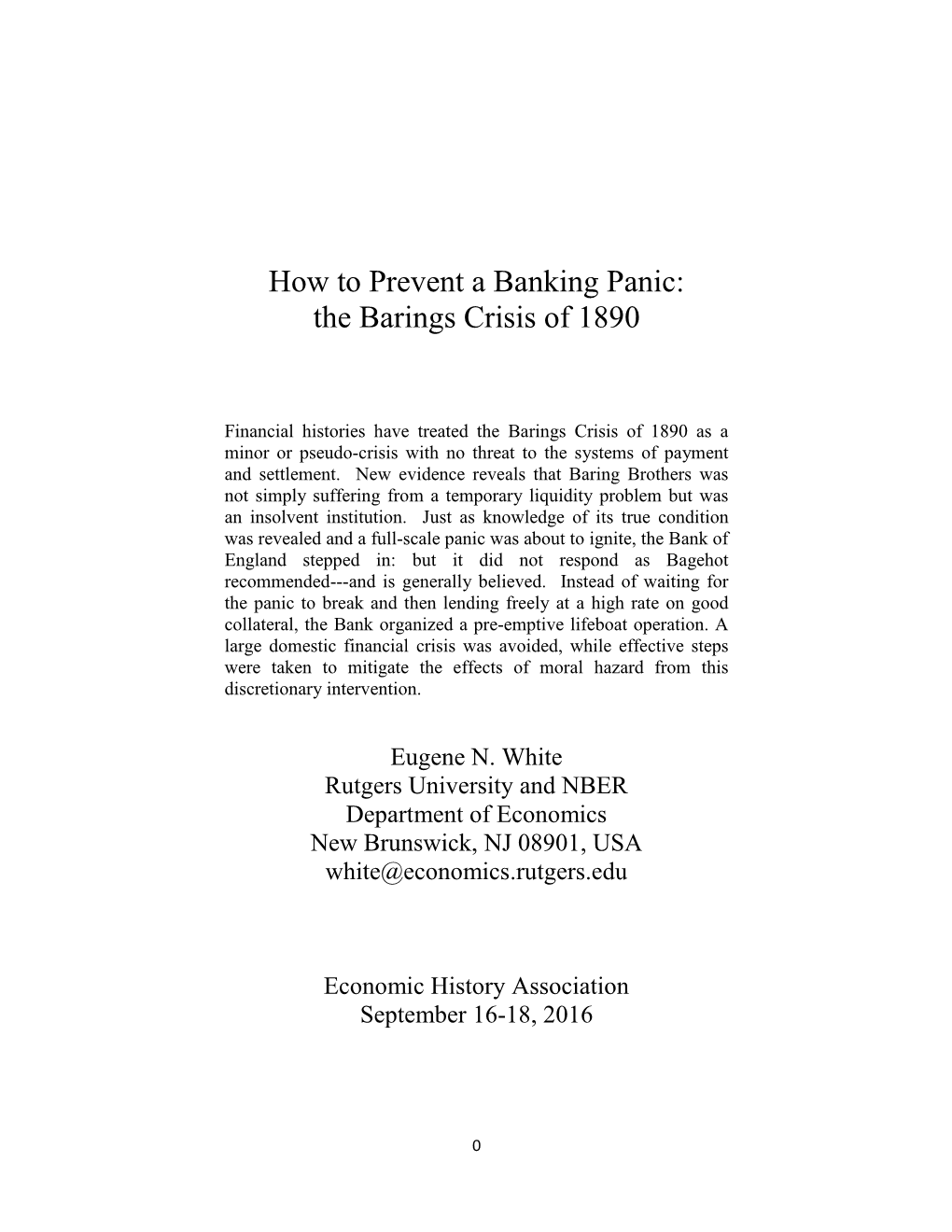 How to Prevent a Banking Panic: the Barings Crisis of 1890