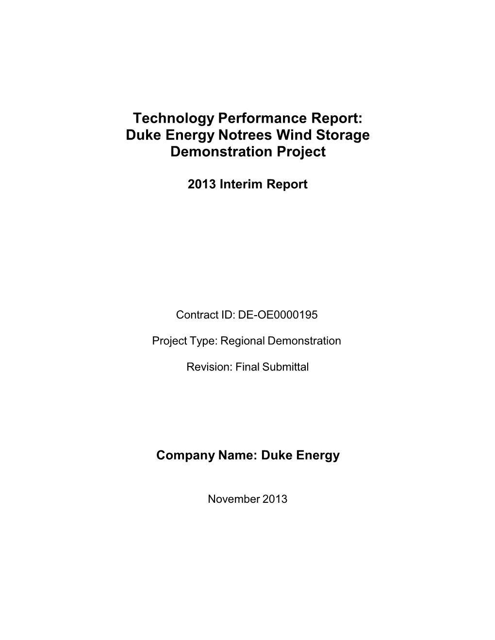 Duke Energy Notrees Wind Storage Demonstration Project