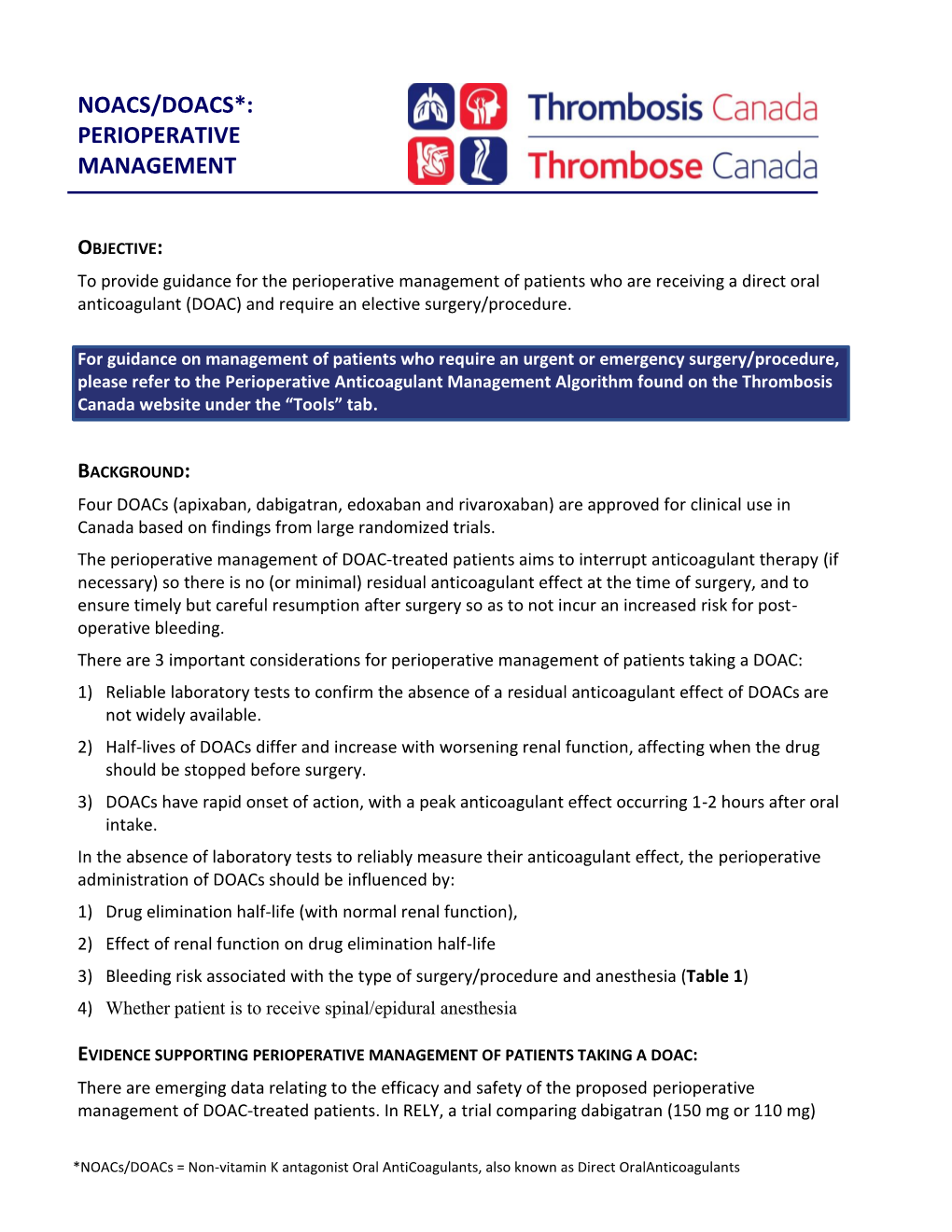 NOAC-Doacs Perioperative Management