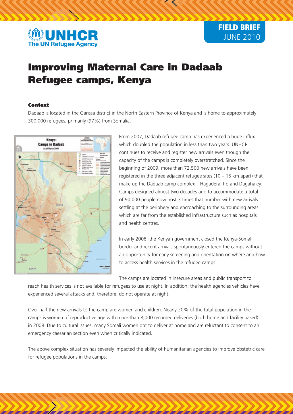 Improving Maternal Care in Dadaab Refugee Camps, Kenya