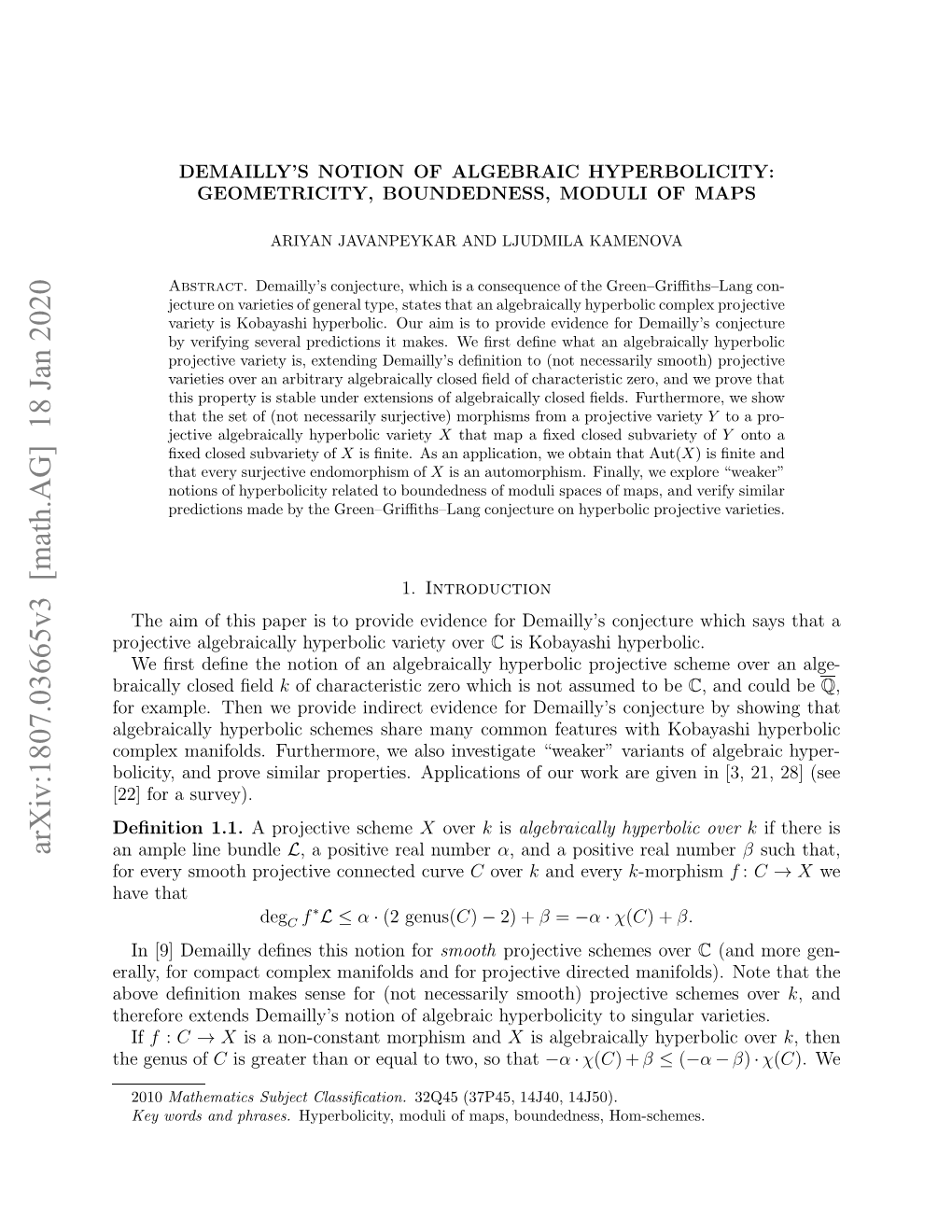 Arxiv:1807.03665V3 [Math.AG]