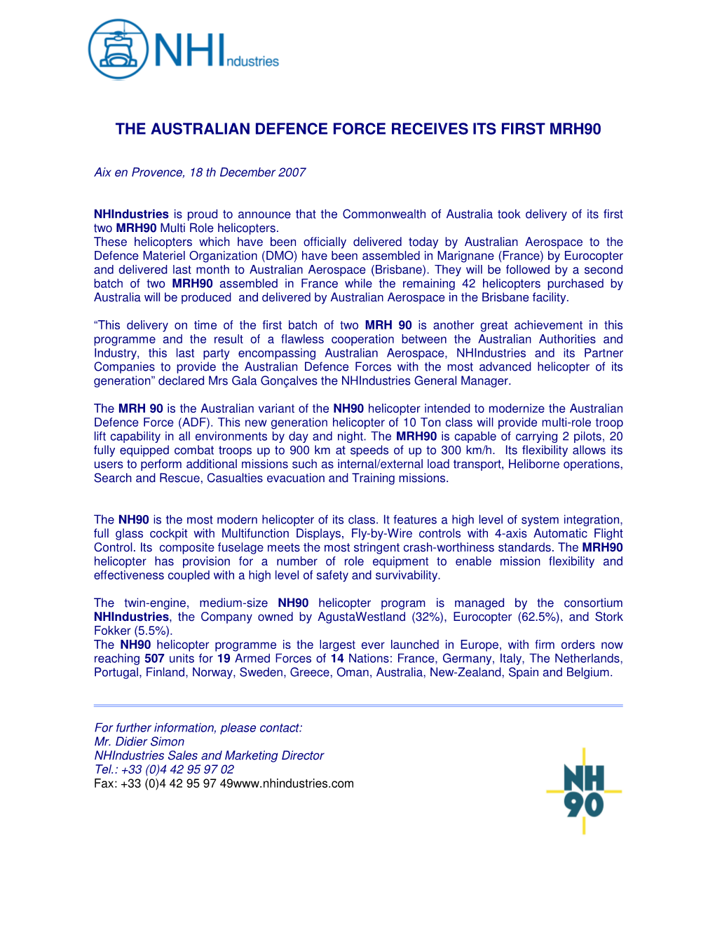 The Australian Defence Force Receives Its First Mrh90