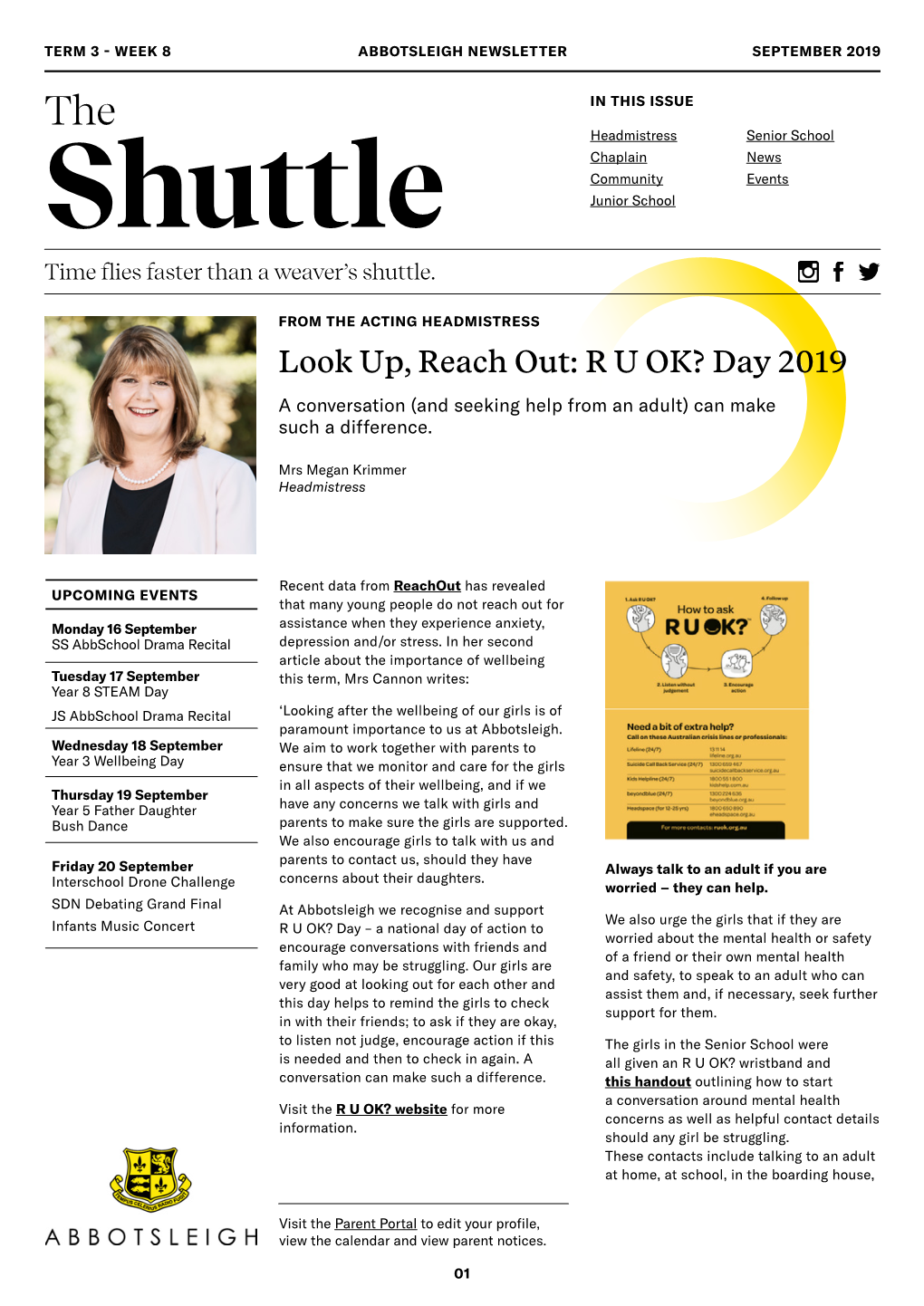 Look Up, Reach Out: R U OK? Day 2019 a Conversation (And Seeking Help from an Adult) Can Make Such a Difference