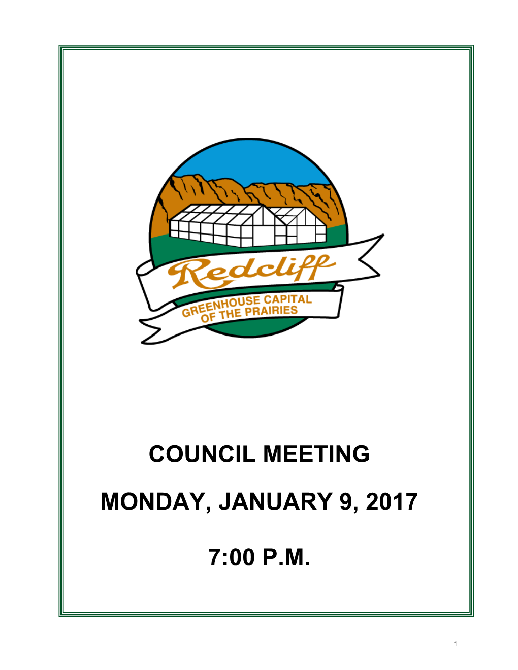 Council Meeting Monday, January 9, 2017 7:00 P.M