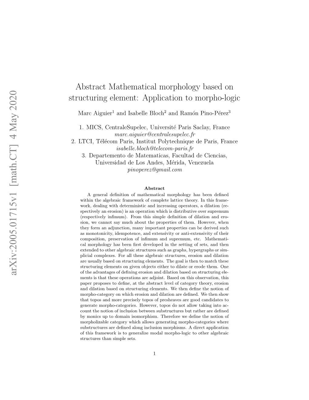 Abstract Mathematical Morphology Based on Structuring Element