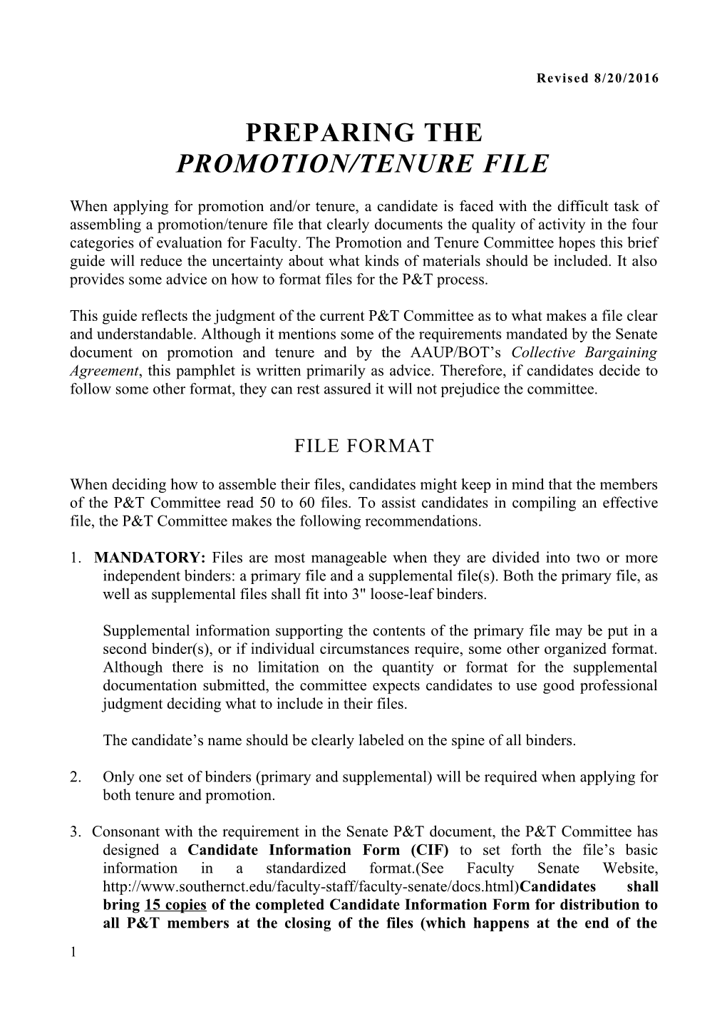 Promotion/Tenure File