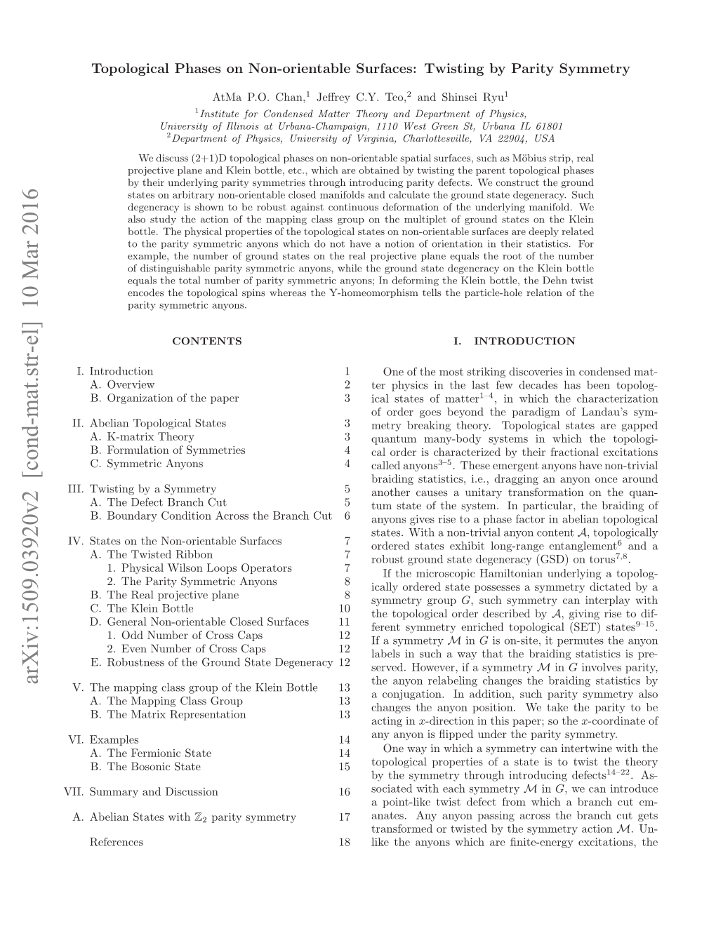 Arxiv:1509.03920V2 [Cond-Mat.Str-El] 10 Mar 2016 I.Smayaddsuso 16 Discussion and Summary VII