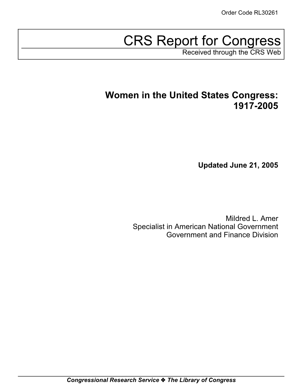 Women in the United States Congress: 1917-2005