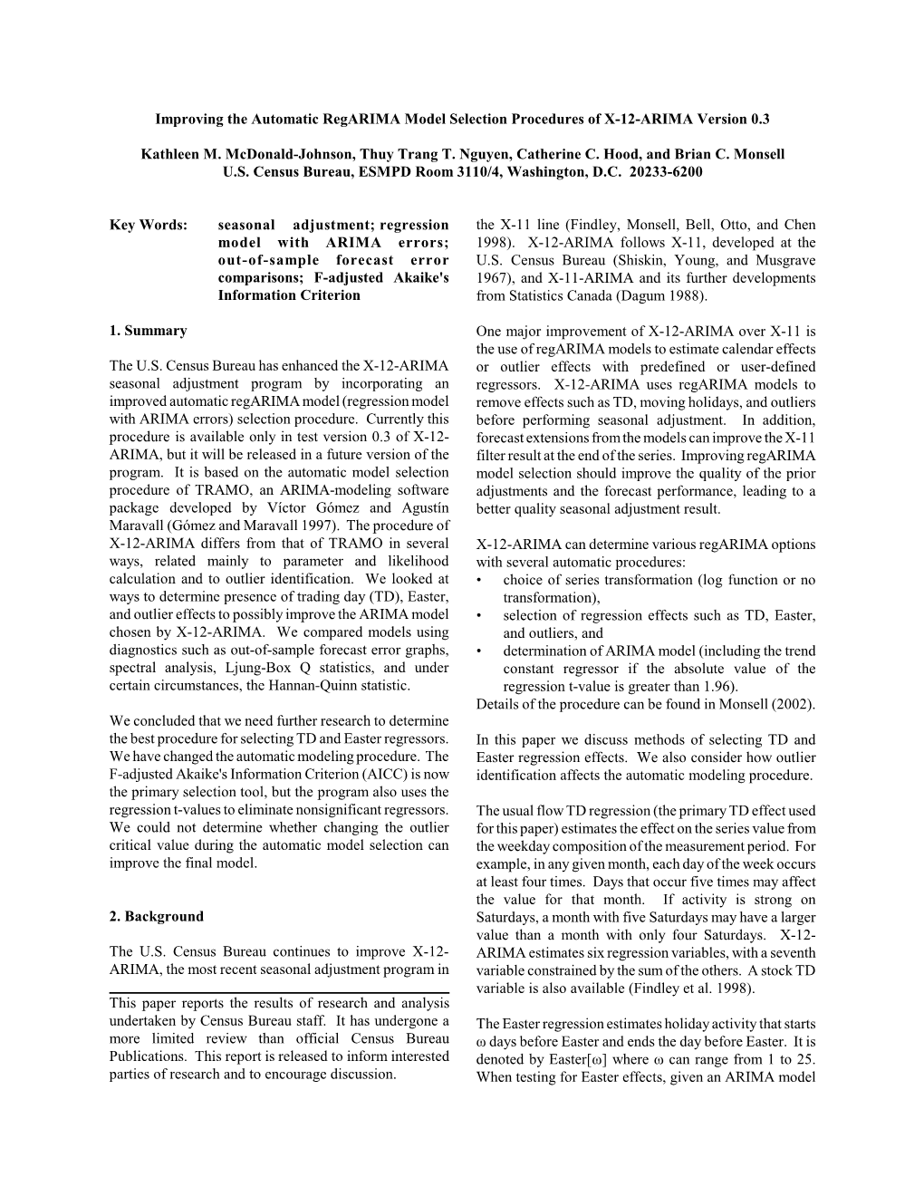 Improving the Automatic Regarima Model Selection Procedures of X-12-ARIMA Version 0.3