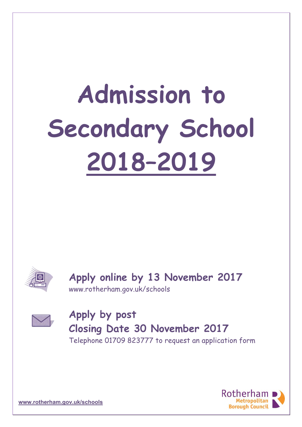 Admission to Secondary School Booklet 2018/19