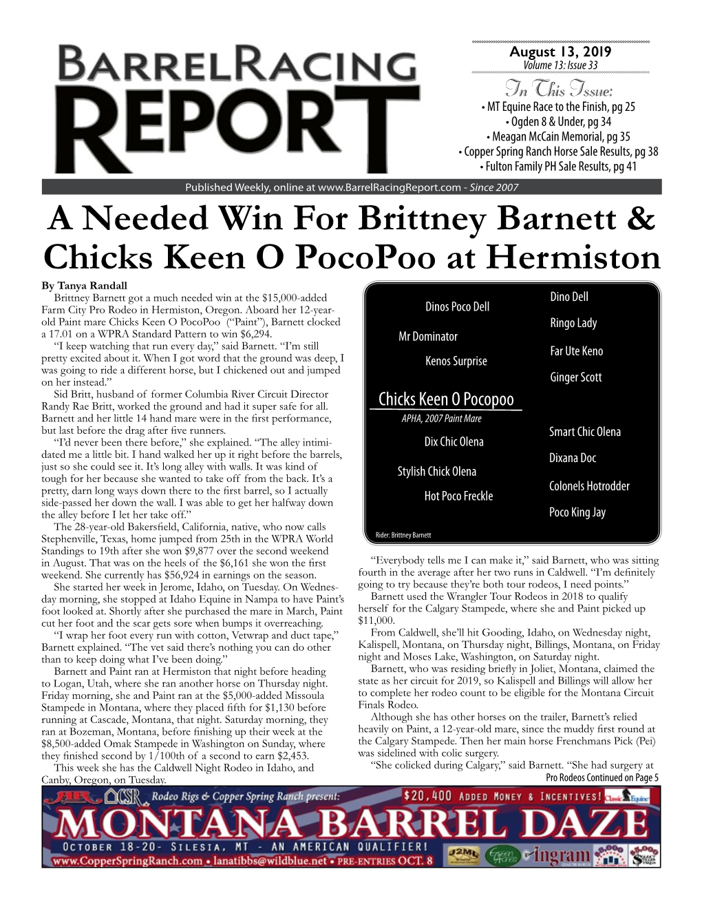 A Needed Win for Brittney Barnett & Chicks Keen O Pocopoo at Hermiston