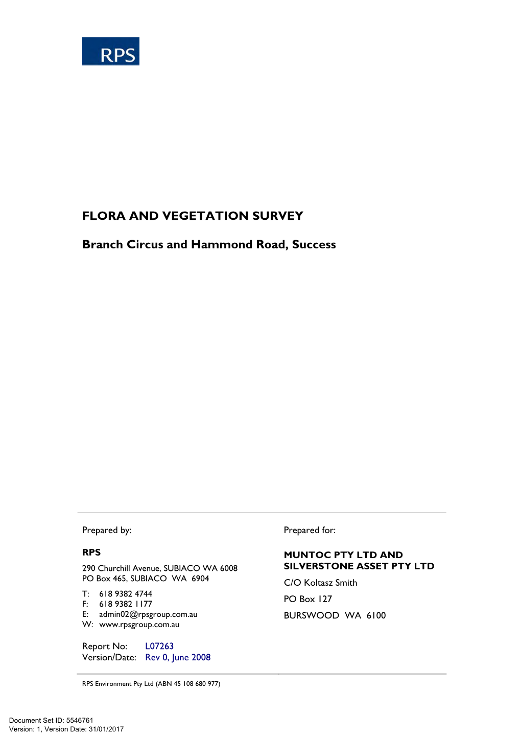 Branch Circus Flora and Fauna Survey PDF Document