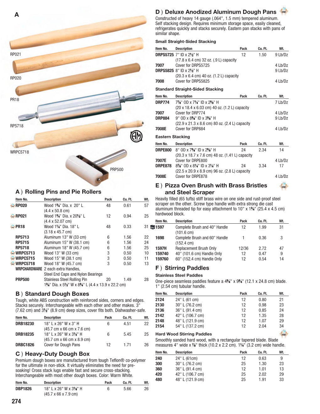 D ) Deluxe Anodized Aluminum Dough Pans E ) Pizza Oven Brush