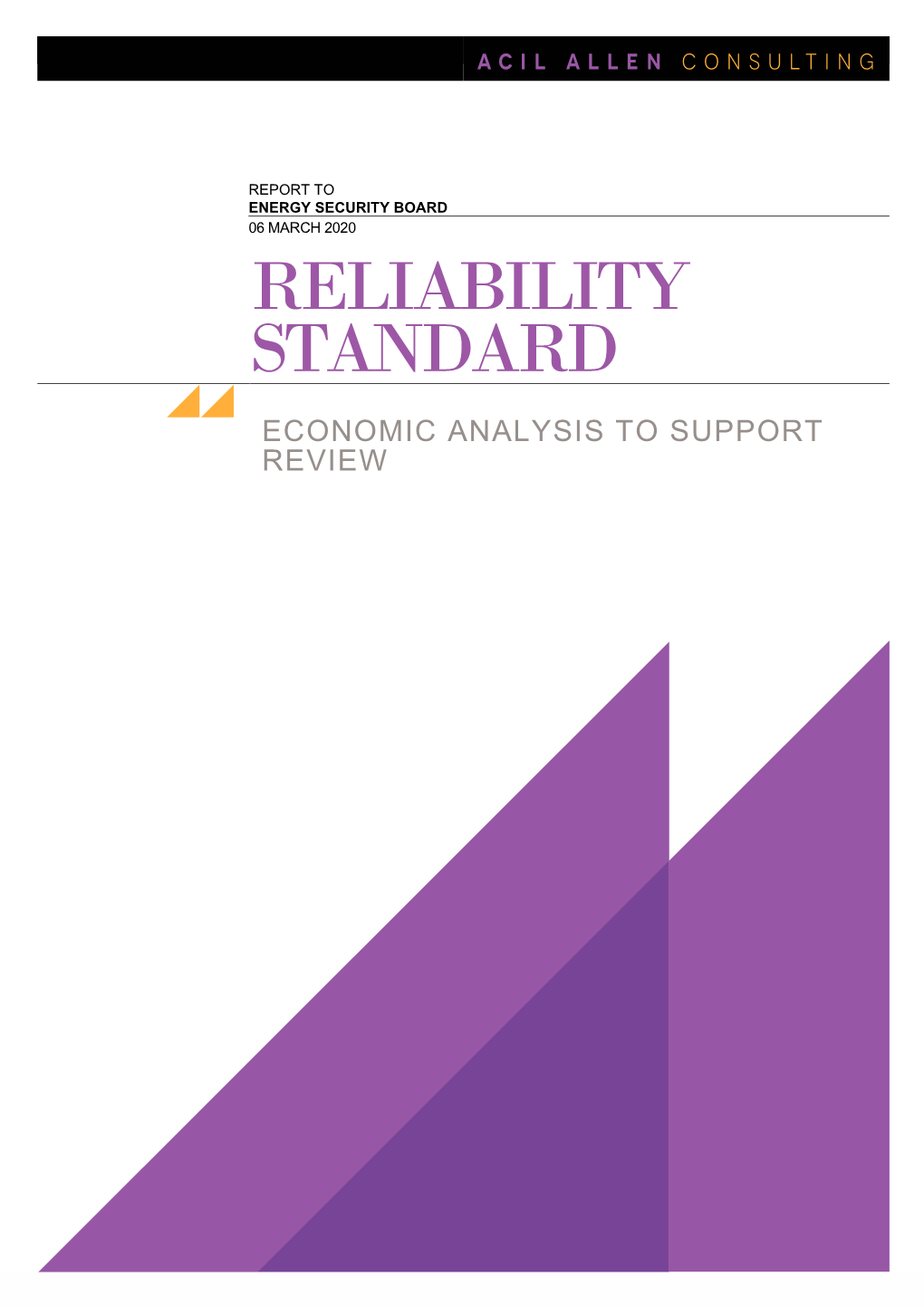 ACIL Allen Report to ESB on Reliability